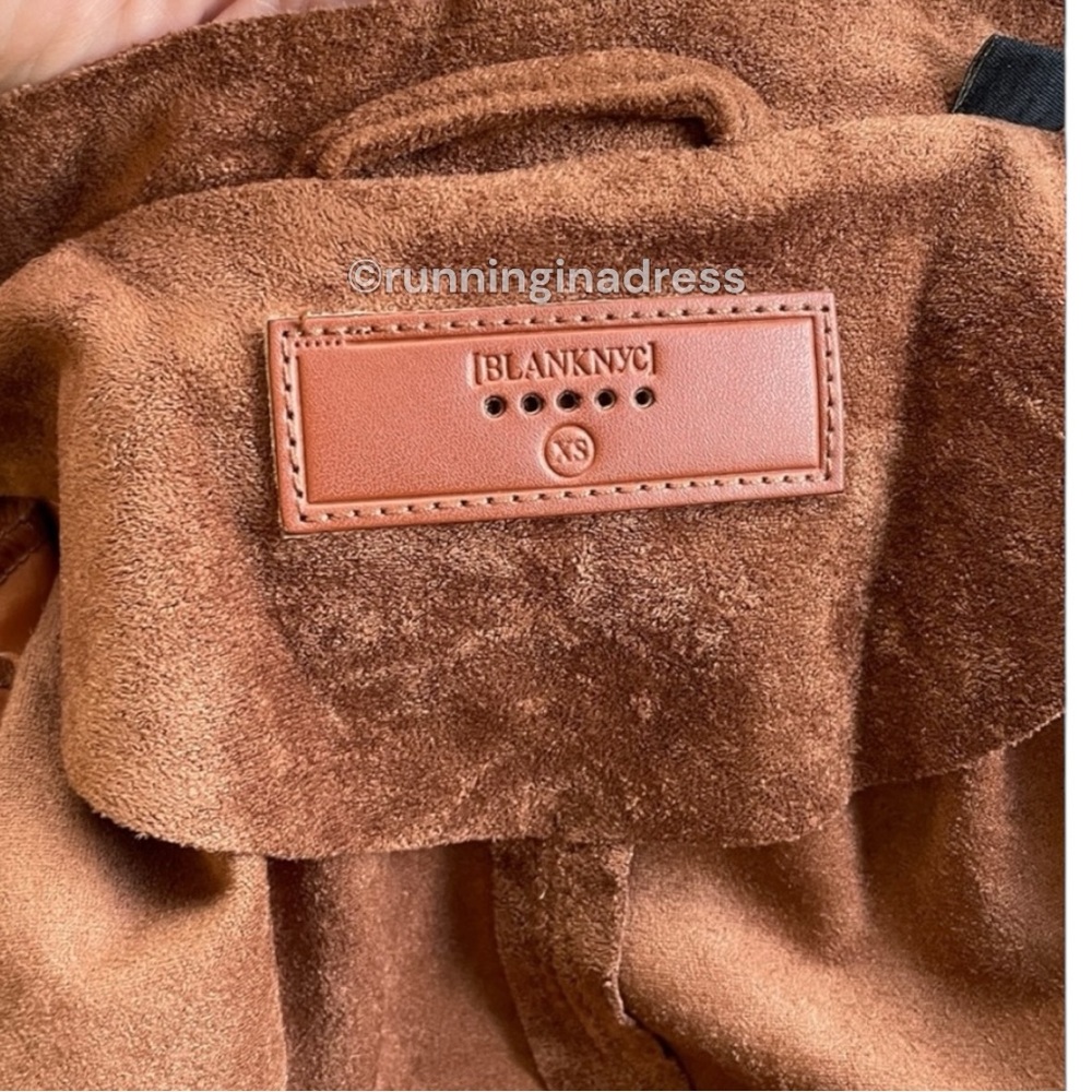 NWT Blank NYC Coco Nonstop Faux Suede Open Front Jacket In Size XS Brown Moto - Picture 11 of 13